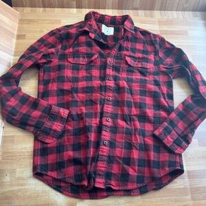 American Eagle red and black buffalo plaid lumberjack flannel shirt size med.